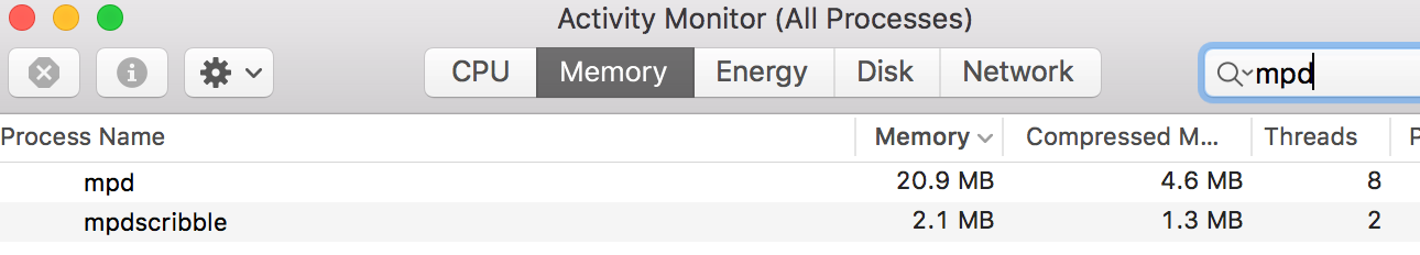 mpd memory usage